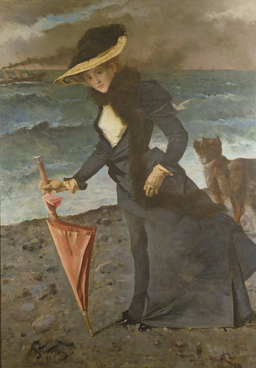 Alfred Émile Stevens - 178, Sulla riva del mare, 1891